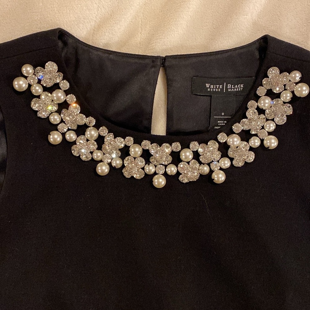 WHBM black Pearl/gemstone sheath dress